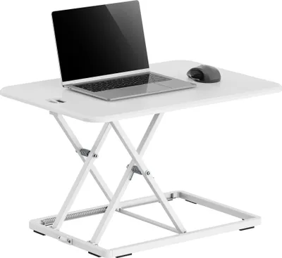 Produktbild von Worktrainer - Ultra Slim Mini Desk - Schreibtischaufsatz - Höhe 4,5 - 40,5 cm - Breite 47 x 67 cm - Sitz-Steh Arbeitsplatz - Schreibtischaufsatz - Weiß - Gasfeder Bedienung