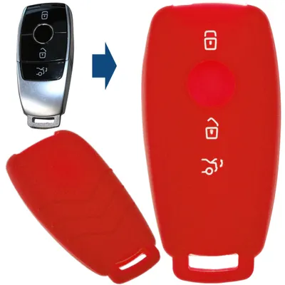 Produktbild von Auto Schlüssel Silikon Schutz Hülle Rot kompatibel mit Mercedes Benz E-Klasse W213 3 Tasten KEYLESS SMARTKEY