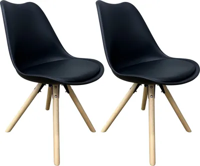 Produktbild von Lina® Bella Esszimmerstuhl, im modernem Wohnzimmersessel, mit Holzbeinen und Armlehnen Lounge, Bürostuhl, Küchenstuhl - 2er Set - Schwarz