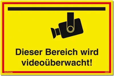 Produktbild von Dreifke® Schild Dieser Bereich wird videoüberwacht! | stabiles Alu Schild gelb (300x200x2mm)