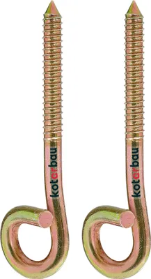 Produktbild von KOTARBAU® 2er Set Schaukelhaken M12 Holzgewinde Holzschraube Schaukelbalken Deckenhaken für Hängesessel Hängematten Einschrauben Sicherheitschaukelhaken Gelb
