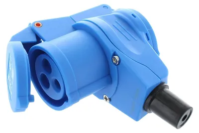 Produktbild von CEE Winkelkupplung Campingkupplung 230V 16A + 1x Schuko Schraubanschlüsse 3polig / 6h Schutzart IP44 Caravankupplung