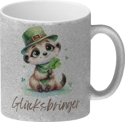 Produktbild von Erdmännchen Glücksbringer Glitzer-Kaffeebecher