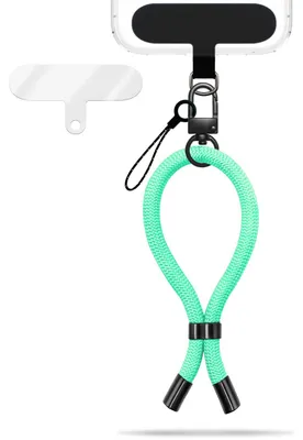 Zdjęcie produktu dla Wristy Edition - uniwersalny łańcuszek do telefonu komórkowego - pasek na nadgarstek z metalowym karabińczykiem - Mint Breeze