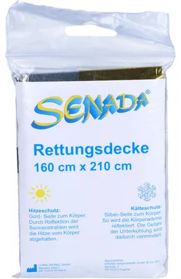 Produktbild von SENADA Rettungsdecke 210 x 160 cm Hitze- und Kälteschutz für die erste Hilfe, 1 St. Packung