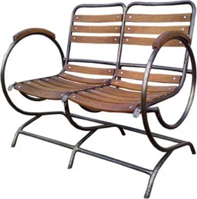 Produktbild von Casa Padrino Nostalgie Gartenbank Braun 100 x 70 cm - Jugendstil Sitzbank mit Armlehnen