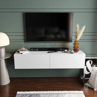 Immagine prodotto di Skye Decor, Poling - White, mobile TV, bianco, 100% pannelli truciolari rivestiti in melamina, 159,7 x 36,8 x 34,1 cm