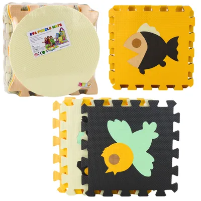 Image de Tapis éducatif puzzle doux en mousse Eva animaux marron 16 pièces.