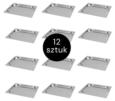Zdjęcie produktu dla Pojemnik GN na posiłki, gastronomiczny ze stali nierdzewnej 1/2 Mega-M 325x265x20 mm zestaw 12 szt.