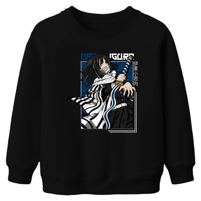 Productafbeelding van Kimetsu no Yaiba Obanai Iguro, slangzwaard, anime, cadeau, uni, kinderhoodie, zwart, maat 140