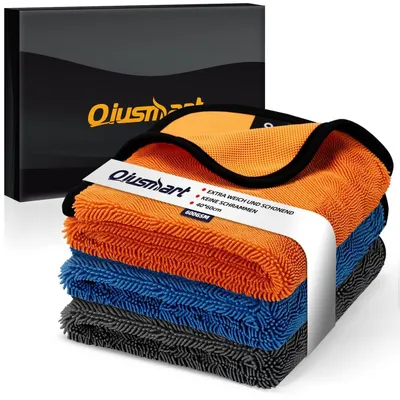 Produktbild von Mikrofasertücher Trockentuch 3er-Set 40x60cm Orange Blau Grau