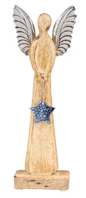 Produktbild von Weihnachtsengel Mangoholz H34cm Engel Deko Aufsteller Holz Metall Weihnachten