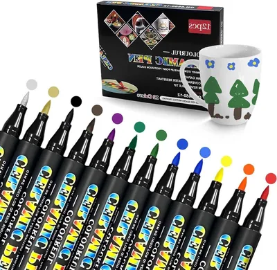 Farbset für Porzellanmarker - 12 Farben zum Bemalen von Bechern und Keramik