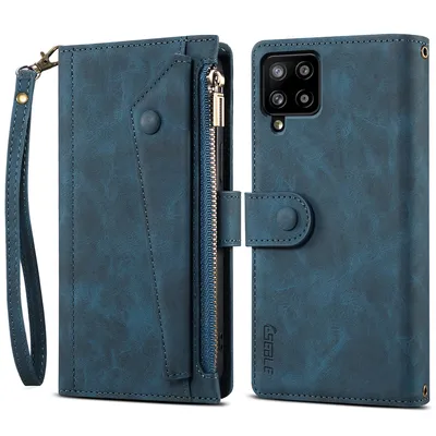 Obrázek produktu pro Ochranné pouzdro pro Samsung Galaxy A42 5G, kožené pouzdro na zip, skládací peněženka s přihrádkou na karty, stojánek a poutko modré
