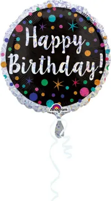 Immagine prodotto di Folienballon Happy Birthday Polka Dot schwarz 43cm