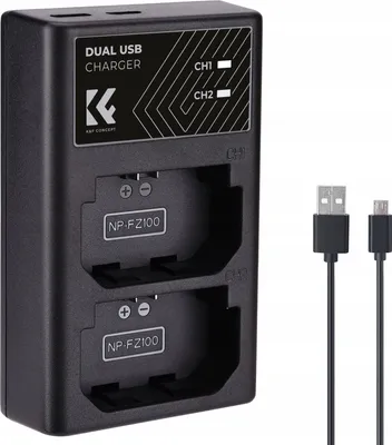 Zdjęcie produktu dla Podwójna Ładowarka USB do NP-FZ100 Sony A7 A7R III A9 II A6600 K&F CONCEPT / KF28.0010