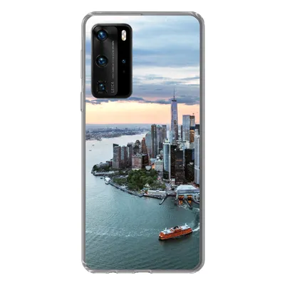 Produktbild von MuchoWow® Handyhülle Schutzhülle Hülle für Huawei P40 Pro Luftaufnahme von New York Silikon Softcase Handy Hülle - Schutz