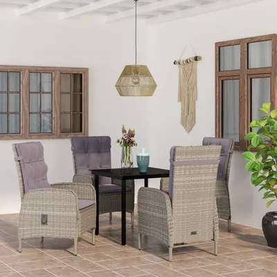 Image de Durable Ensemble de meubles de jardin Balcon Ensemble de 5 pièces de salon de jardin avec coussins Gris et noir - Ensemble de meubles de jardin Octo2595835 3parcel