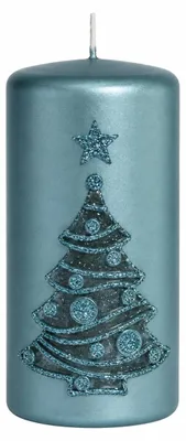 Produktbild von Weihnachtskerzen Albero Stahlblau Matt 12 x 6 cm, 4er Set
