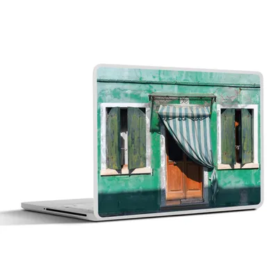 Produktbild von MuchoWow® Laptop Aufkleber Sticker Cover Architektur - Grün - Tür - Haus - Fensterläden 25x18 cm - Laptop-Deko