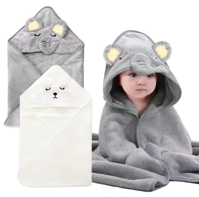Produktbild von Set aus 2 Babyhandtüchern mit Kapuze, 80 x 80 cm, aus Korallenfleece