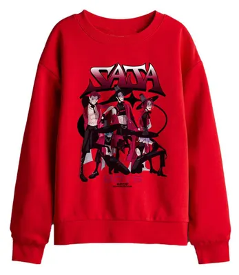 Image de Sweat à capuche pour enfants "Saja Boys Demon Group" sur le thème des chasseurs de démons K-Pop – Modèle TV42958 (taille 152-158) – Couleur rouge