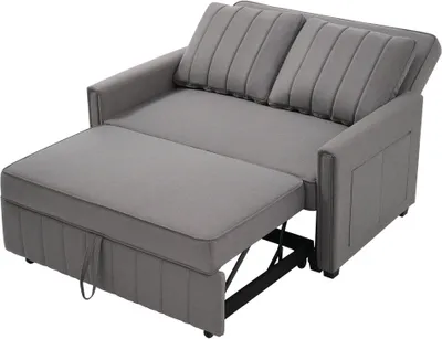 Produktbild von Klappsofabett 127x75x94 cm Antikgrau Schaum Multifunktionales Schlaffunktion Verstellbare Rueckenlehne Sofabett Fuer Kleine Raeume