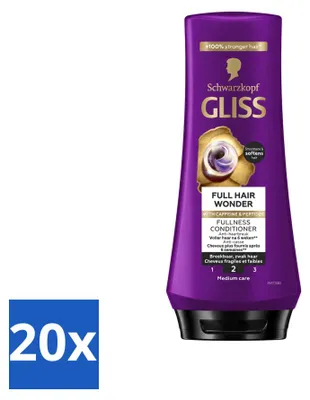 Productafbeelding van 20 x Gliss Full Hair Wonder Conditioner - 200 ml - Voordeelverpakking - 20 stuks