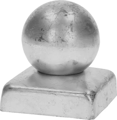 Image de LogistSystem - Capuchon carré avec boule de 120 mm pour poteaux de clôture 120 x 120 mm - Acier galvanisé - Forme pyramidale - Capuchon pour poteaux en bois - 1 pièce - Capuchon de protection pour poteaux