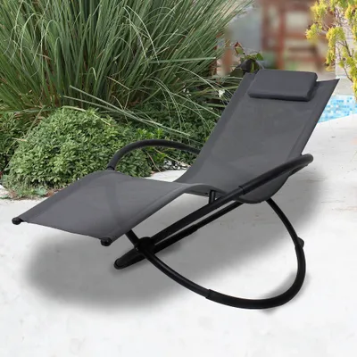 Produktbild von Schaukelliege Sonnenliege Gartenliege schwarz m. Nackenkissen Liege