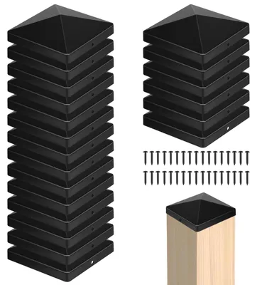 Obrázok produktu pre Kryty stĺpikov 20 kusov - Čierny plast - 10 x 10 cm - Štvorcové - Ochrana pre drevené ploty - Jednoduchá inštalácia - Kryty stĺpikov