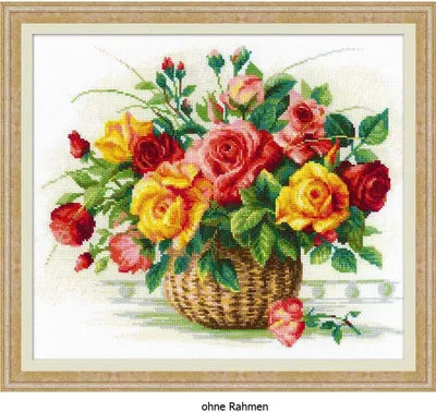 Produktbild von Riolis Stickbild-Set Kreuzstich "Korb mit Rosen", Zählmuster
