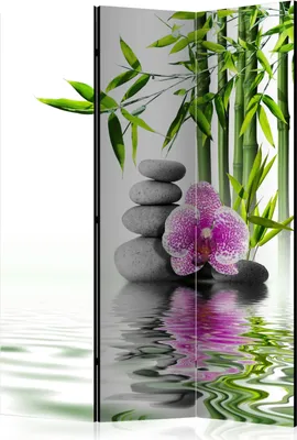 Produktbild von 3-teiliger Einseitiger Vlies Paravent - Water Garden 135x172 cm Orient p-B-0034-z-b