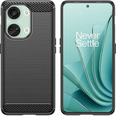 Produktbild von Carbon Case kompatibel mit OnePlus Ace 2V / One Plus Nord 3 flexible Silikon-Carbon-Hülle schwarz