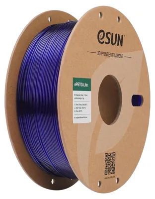 Obrázek produktu pro Filament eSUN PETG Basic, průhledná modrá barva, 1,75 mm, 1 kg