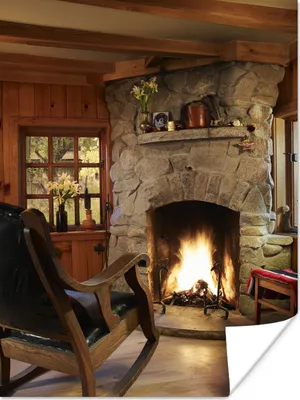 Produktbild von MuchoWow® Poster Brennendes Feuer in einem Kamin 120x160 cm - Wandbilder