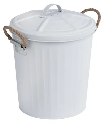 Image de WENKO Seau à cosmétiques 6 L Poubelle Papier Corbeille GARA Blanc RETRO Salle de bains Cuisine WC