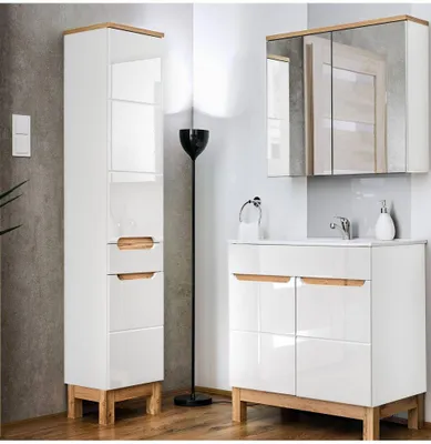 Image de Ensemble meubles de salle de bain complet - Blanc - 80 cm - Cintra White