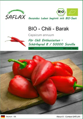 Produktbild von SAFLAX - BIO - Chili - Barak - Capsicum annuum - 15 Samen