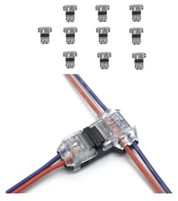 T2 2-polige Drahtverbinder, transparent, 10 Stück, 18-22 AWG