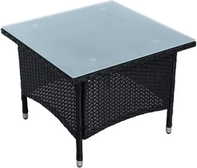 Produktbild von Beistelltisch Tisch Polyrattan Gartentisch Rattan Balkontisch Teetisch Schwarz