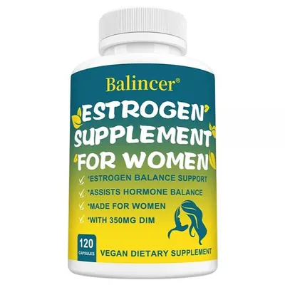 Immagine prodotto di Integratore di estrogeni per donne (120 capsule) Integratori alimentari, estrogeni, salute femminile, equilibrio ormonale, diindolilmetano (DIM), menopausa