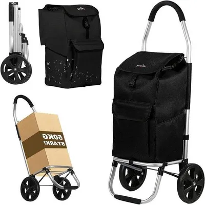 Productafbeelding van Boodschappentrolley - Winkelwagen - Boodschappen doen - Grote capaciteit - 41 liter - Zwart