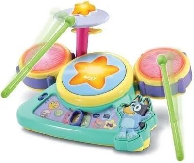 Zdjęcie produktu dla Interaktywna Perkusja VTech Bluey, 4 Podświetlane Pady, 3 Tryby Gry, 2 Pałeczki, Multikolor