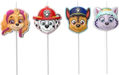 Produktbild von Geburtstagskerzen mit 4 Kerzen, verschiedene Motive, Paw Patrol, Dinosaurier, Baby, Peppa Wutz, Motiv:Paw Patrol Nr. 1