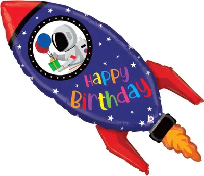 Produktbild von Shape Folienballon "Happy Birthday" Rakete | 91 cm