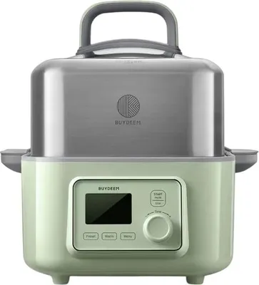 Produktbild von BUYDEEM Digitaler Multifunktions-Dampfgarer - Edelstahl-Dampfgarer mit 5 Litern Fassungsvermögen, 1500 W, 6 Automatikprogramme, Keramik-Dampfplatte