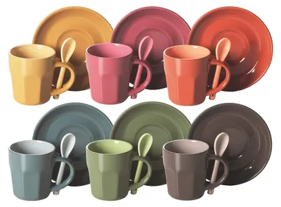 Kaffeetassen-Set, Keramik, 6 St., mehrfarbig, 5,5 x 5,5 x 6,5 cm