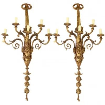 Produktbild von Casa Padrino Barock Wandleuchten Set Bronze Oxidiert Antik Stil - 2er Set Wandlampe - 100 x 50 x 25 cm