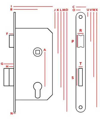 Image de Serrure à mortaiser Serrure de porte de chambre Serrure PZ 60/50 mm Z012